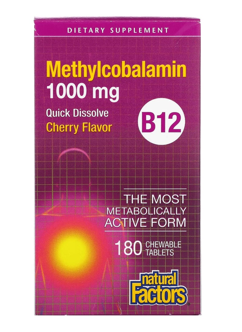B12 Methylcobalamin, 1000 mcg, 180 Chewable Tablets