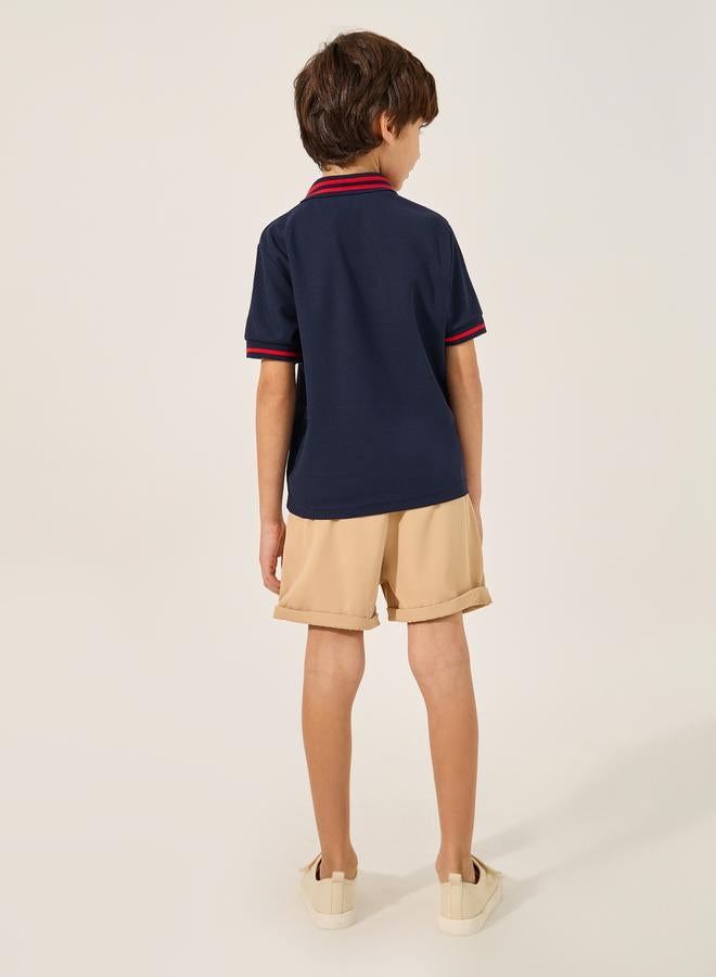 Embroidered Polo T-Shirt and Shorts Set