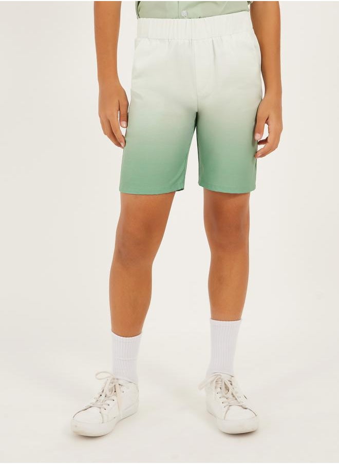 Dip Dye Printed Cotton Shirt and Shorts Set
