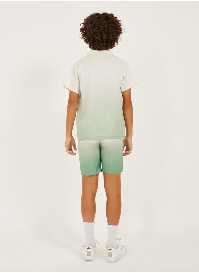 Dip Dye Printed Cotton Shirt and Shorts Set