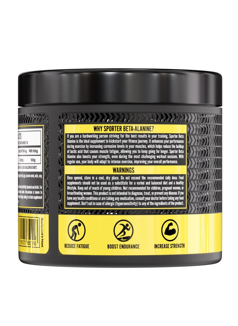 Sporter Beta Alanine – 300g | 4000mg Per Serving | Unflavoured | Boosts Endurance & Strength | Reduces Fatigue | 75 Servings