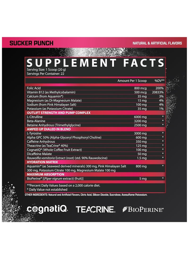 Nutrex, Outlift Amped, High Stim Pre Workout, 438g, Sucker Punch, 22 Servings