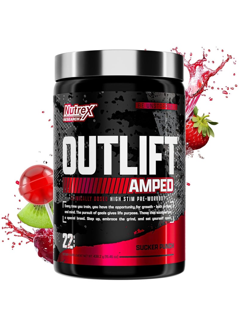 Nutrex, Outlift Amped, High Stim Pre Workout, 438g, Sucker Punch, 22 Servings