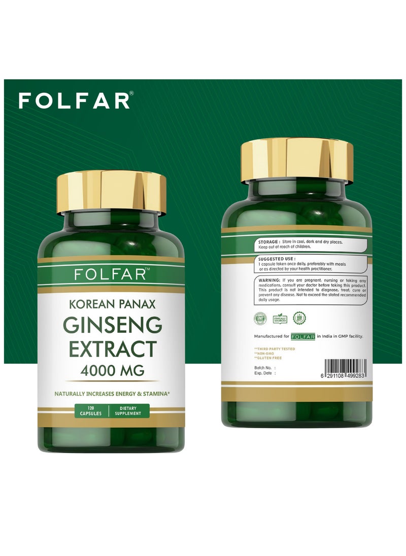 Korean Panax Ginseng Extract (4000 mg)- 120 Capsules