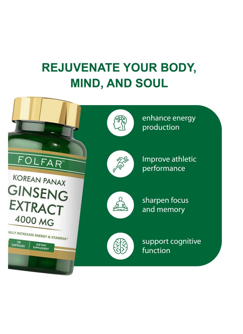 Korean Panax Ginseng Extract (4000 mg)- 120 Capsules