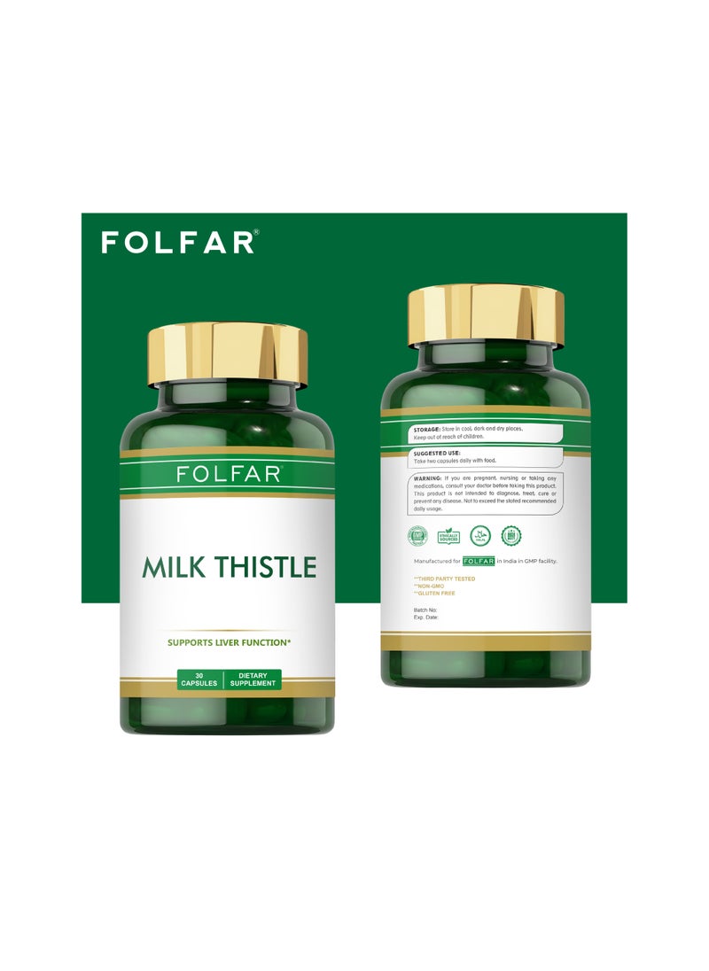 Milk Thistle 15000 mg Silymarin, Supports Liver Function - 30 Capsules