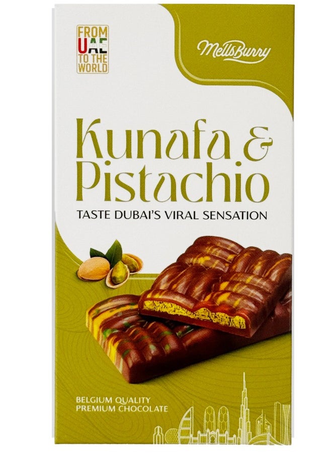 Mellsburry Viral Kunafa Pistachio Real Chocolate , Dubai Viral Chocolate, Made of Real Chocolate – 200 g