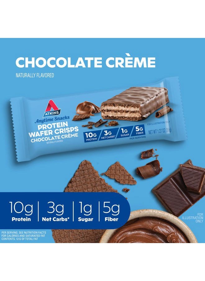 Chocolate Crème Protein Wafer Crisps, Protein Dessert, 4g Net Carb, 1g Sugar, High in Fiber, Keto Friendly, 5 Count