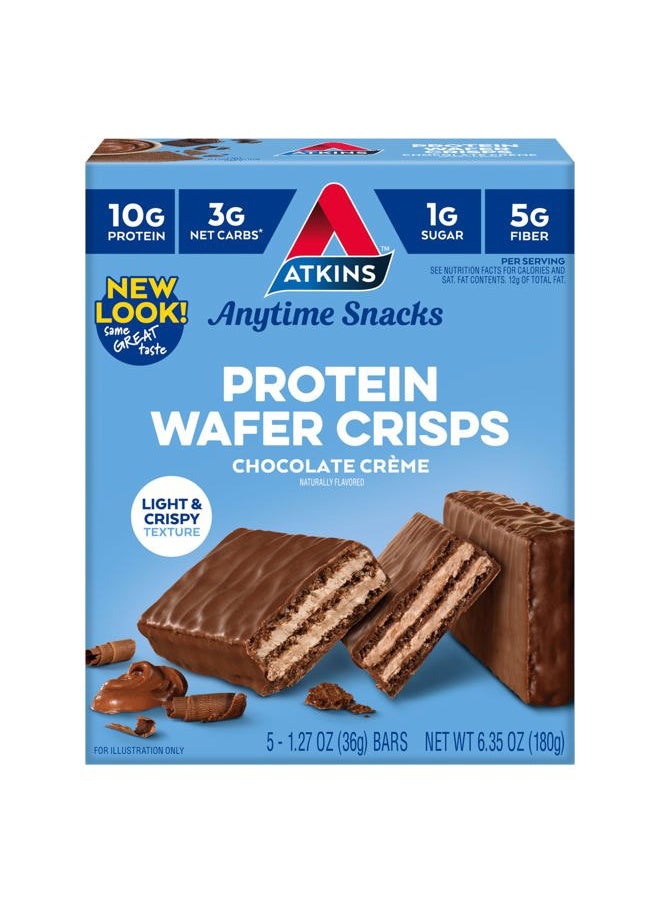 Chocolate Crème Protein Wafer Crisps, Protein Dessert, 4g Net Carb, 1g Sugar, High in Fiber, Keto Friendly, 5 Count