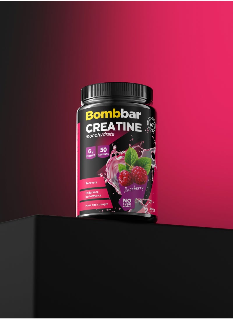 Creatine Monohydrate Powder Dietary Supplement Raspberry Flavor No Sugar Added 300g