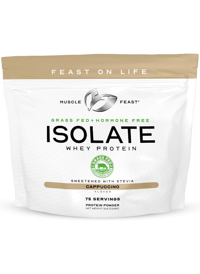 Grass-Fed Whey Protein Isolate, All Natural Hormone Free Pasture Raised, Cappuccino, 5Lb (75 Servings)