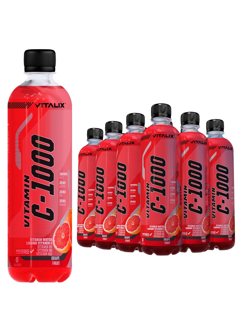 Vitamin C – 1000mg Grapefruit – High Vitamin C with 1000mg, Zero Lactose, Zero Fat, Sugar Free, Zero Calories, Enriched with B Vitamins 500ml Pack of 12