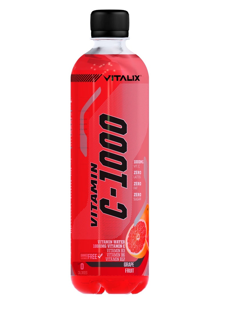 Vitamin C – 1000mg Grapefruit – High Vitamin C with 1000mg, Zero Lactose, Zero Fat, Sugar Free, Zero Calories, Enriched with B Vitamins 500ml Pack of 12