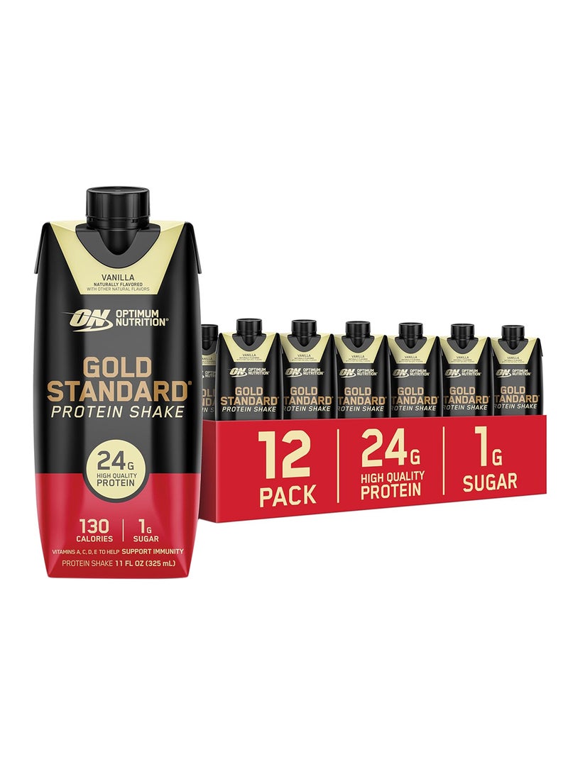 Gold Standard Protein Shake, 24g Protein, Ready to Drink Protein Shake, Gluten Free, Vitamin C for Immune Support, Vanilla, 11 Fl Oz, 12 Count