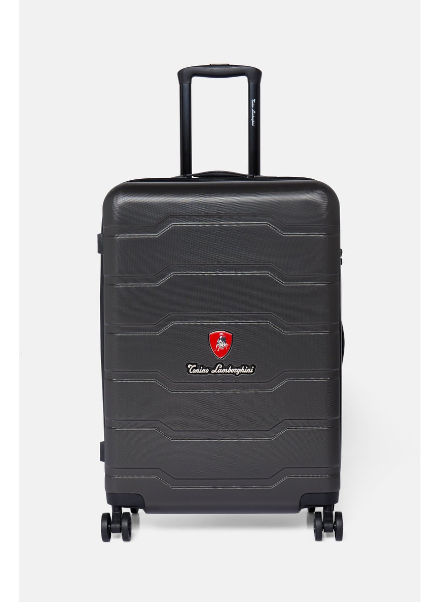 26,6 Inch Hardshell Brand Logo Check In Spinner Luggage, Dark Grey