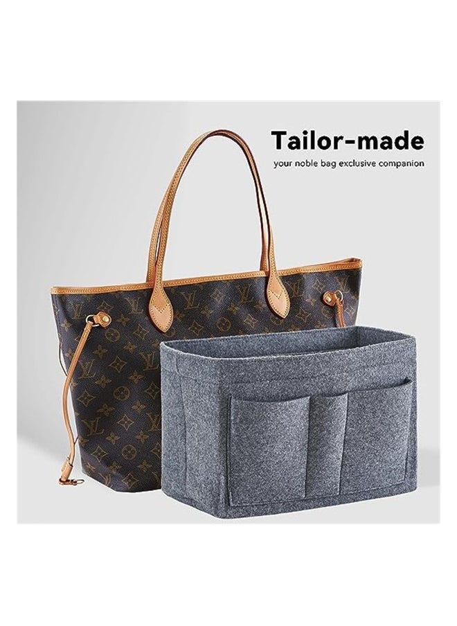 Purse Organizer Insert Women Felt Bag Organizer Insert Multi-Pocket Bag in Bag for Womens Handbag Travel Tote Hobo Bag Storage Purse Liner Divider for Any Brand Tote Grey Size XL