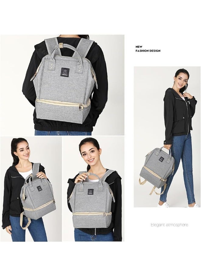 MOMIGO Breast Pump Backpack - Cooler and Moistureproof Bag Double Layer for Mother Outdoor Working Backpack with USB Charging Port, Large (Grey)