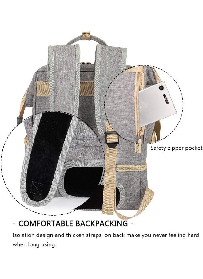 MOMIGO Breast Pump Backpack - Cooler and Moistureproof Bag Double Layer for Mother Outdoor Working Backpack with USB Charging Port, Large (Grey)