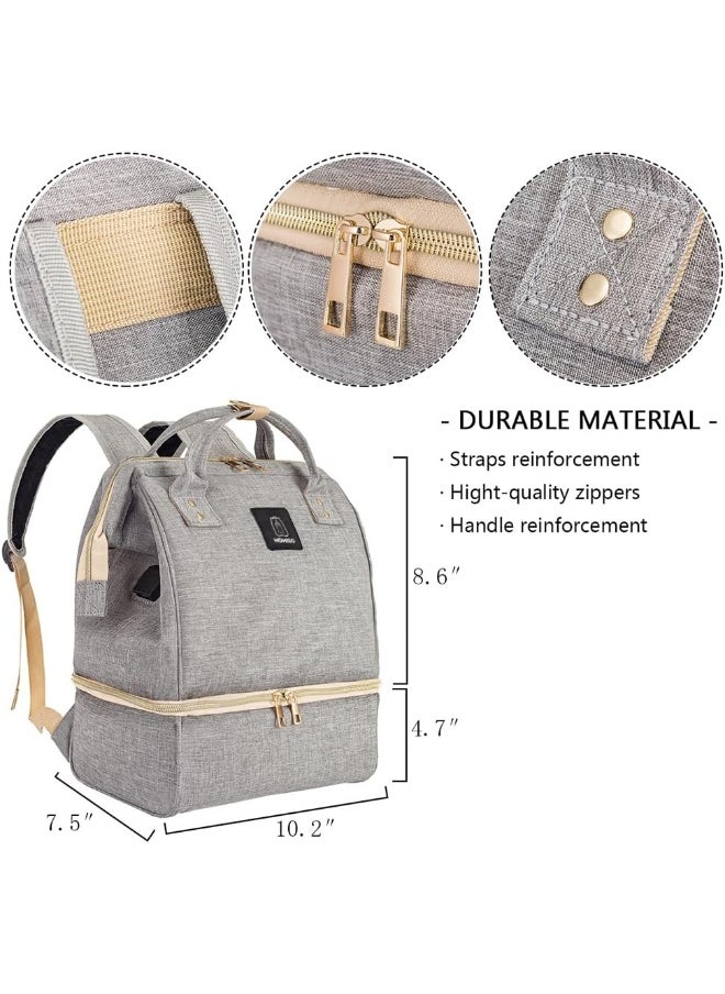 MOMIGO Breast Pump Backpack - Cooler and Moistureproof Bag Double Layer for Mother Outdoor Working Backpack with USB Charging Port, Large (Grey)