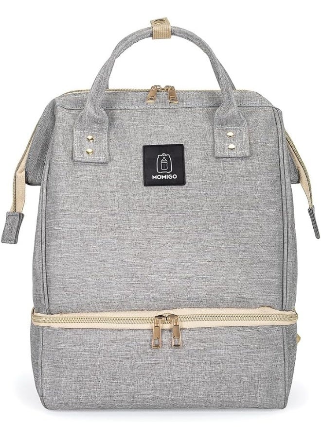 MOMIGO Breast Pump Backpack - Cooler and Moistureproof Bag Double Layer for Mother Outdoor Working Backpack with USB Charging Port, Large (Grey)