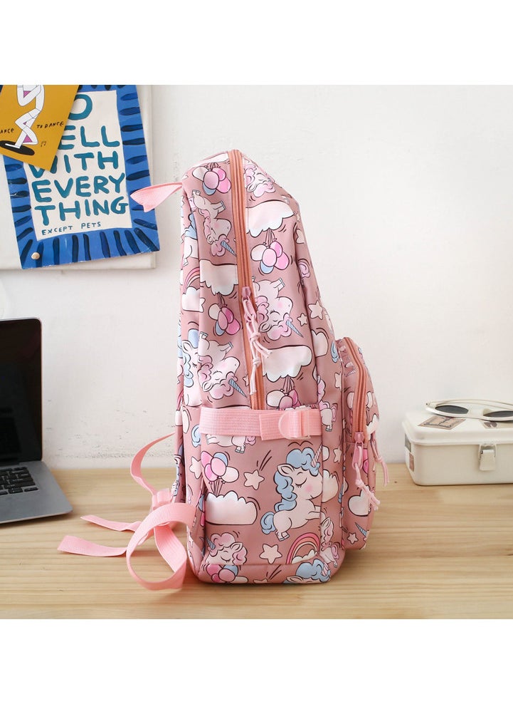 3 Pcs School Bags Set,Backpack for Girls School Backpack for Girls School Bag for Kids Bookbag Teen Girls Backpack with Lunch Box,Pink