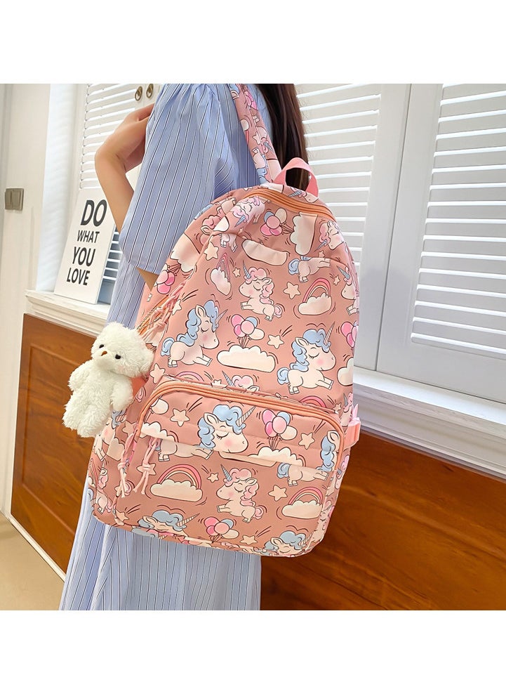 3 Pcs School Bags Set,Backpack for Girls School Backpack for Girls School Bag for Kids Bookbag Teen Girls Backpack with Lunch Box,Pink