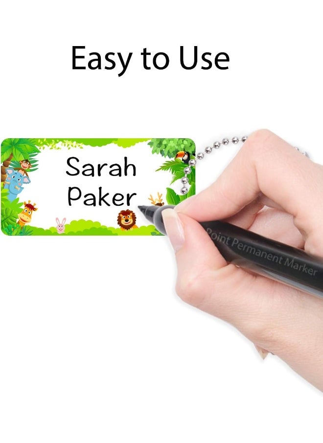 CHUBBIEE Child ID Bag Tags, Write-On Kids Name Tags for Backpack, Lunchbox & Diaper Bag, Great for Preschool & Daycare, Pack of 6 (Green Forest)