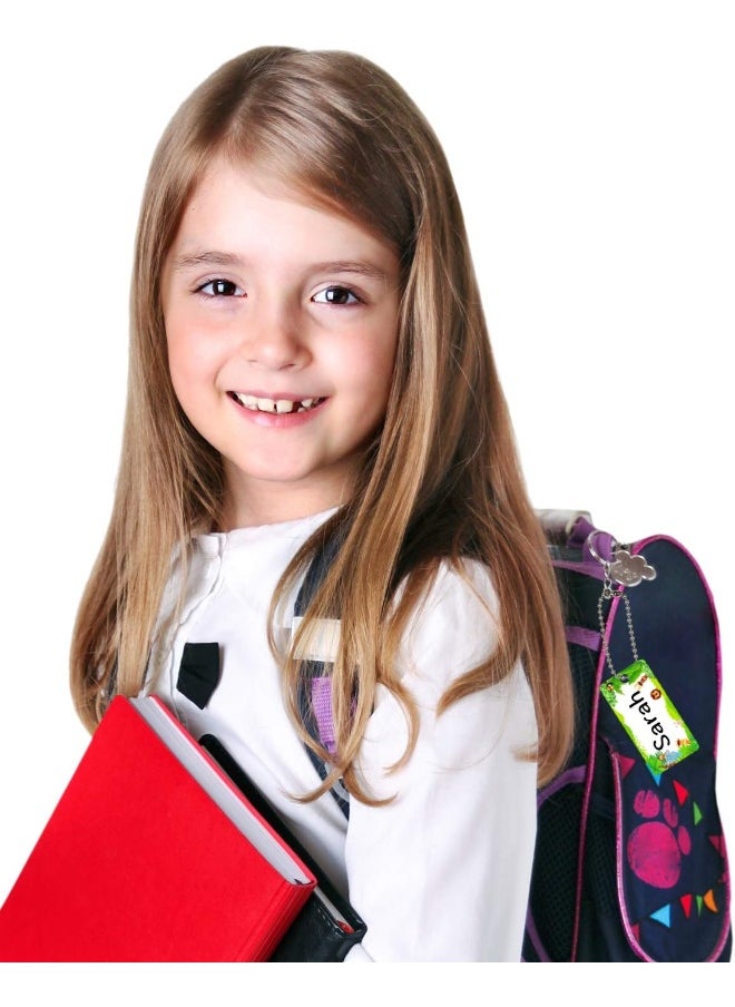 CHUBBIEE Child ID Bag Tags, Write-On Kids Name Tags for Backpack, Lunchbox & Diaper Bag, Great for Preschool & Daycare, Pack of 6 (Green Forest)
