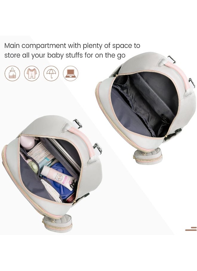 LOVEVOOK Diaper Bag Backpack, Quilted Baby Bag with Changing Pad & Pacifier Holder, Waterproof Travel Diaper Bags for Baby Boys Girls, Stylish and Large Capacity, Light Grey
