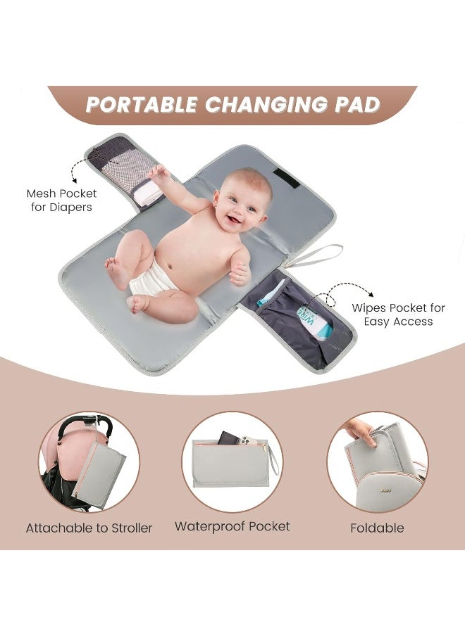 LOVEVOOK Diaper Bag Backpack, Quilted Baby Bag with Changing Pad & Pacifier Holder, Waterproof Travel Diaper Bags for Baby Boys Girls, Stylish and Large Capacity, Light Grey