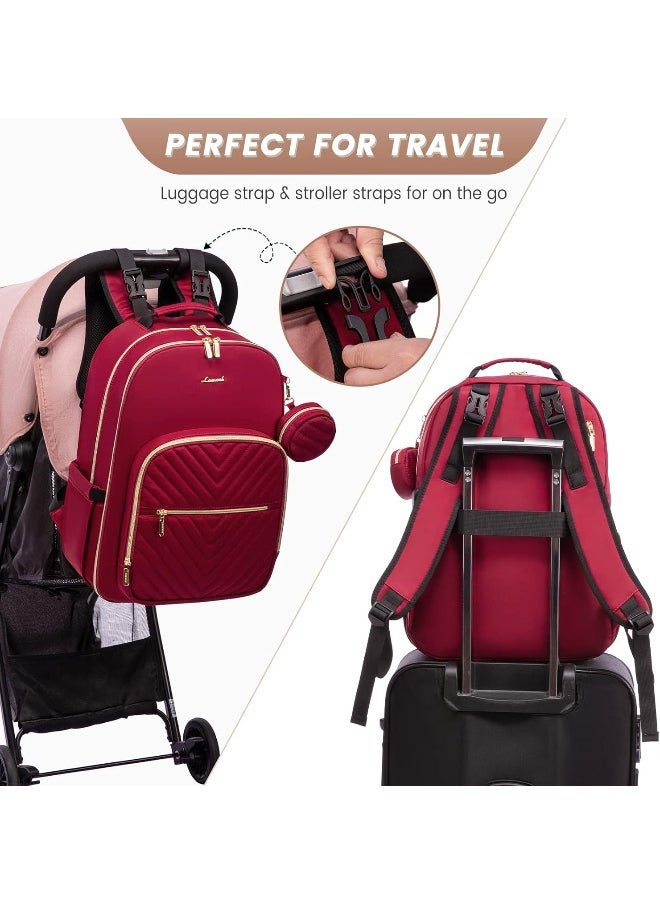 LOVEVOOK Diaper Bag Backpack, Quilted Baby Bag with Changing Pad & Pacifier Holder, Waterproof Travel Diaper Bags with USB Charging Port for Baby Boys Girls, Stylish and Large Capacity