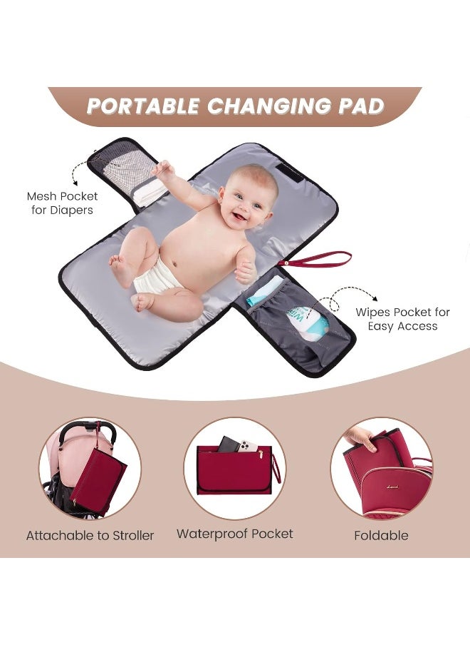 LOVEVOOK Diaper Bag Backpack, Quilted Baby Bag with Changing Pad & Pacifier Holder, Waterproof Travel Diaper Bags with USB Charging Port for Baby Boys Girls, Stylish and Large Capacity