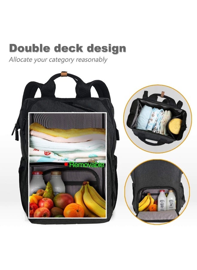 Hap Tim Baby Diaper Bag Backpack Large Capacity Double Compartment with Stroller Straps, Waterproof Nappy Bag Backpack for Newborn Mother/Father