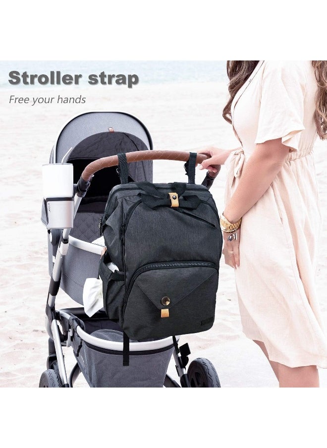 Hap Tim Baby Diaper Bag Backpack Large Capacity Double Compartment with Stroller Straps, Waterproof Nappy Bag Backpack for Newborn Mother/Father