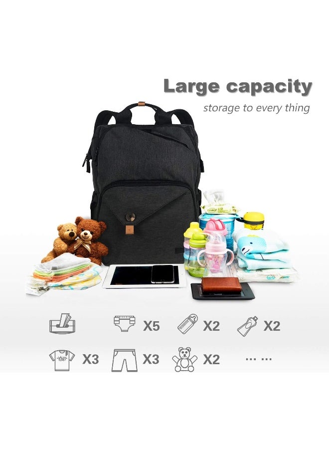 Hap Tim Baby Diaper Bag Backpack Large Capacity Double Compartment with Stroller Straps, Waterproof Nappy Bag Backpack for Newborn Mother/Father