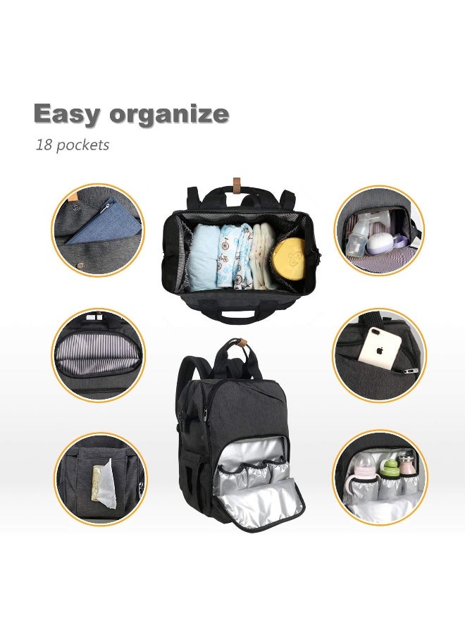 Hap Tim Baby Diaper Bag Backpack Large Capacity Double Compartment with Stroller Straps, Waterproof Nappy Bag Backpack for Newborn Mother/Father