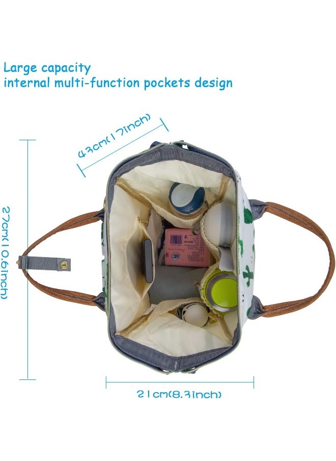 Flower Baby Diaper Backpack with Stroller Straps Large Capacity Baby Bags for Fashion Mommy Maternity Nappy Bag Cactus