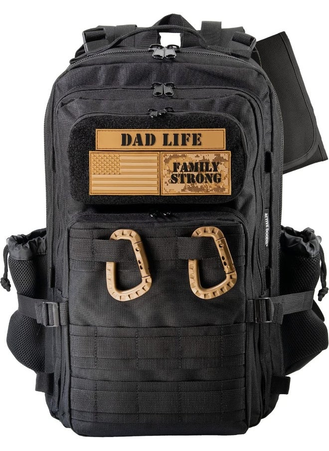 ActiveDoodie Dad Gear - Dad Diaper Bag for Men with Waterproof Changing Pad, Removable Dad Life Patches, Insulated Bottle Holders, Black
