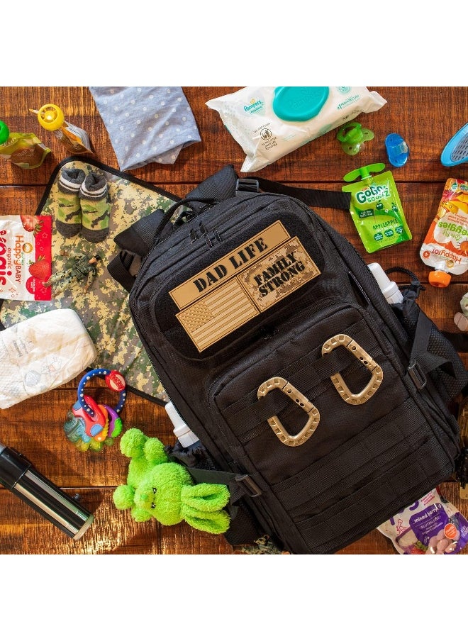 ActiveDoodie Dad Gear - Dad Diaper Bag for Men with Waterproof Changing Pad, Removable Dad Life Patches, Insulated Bottle Holders, Black