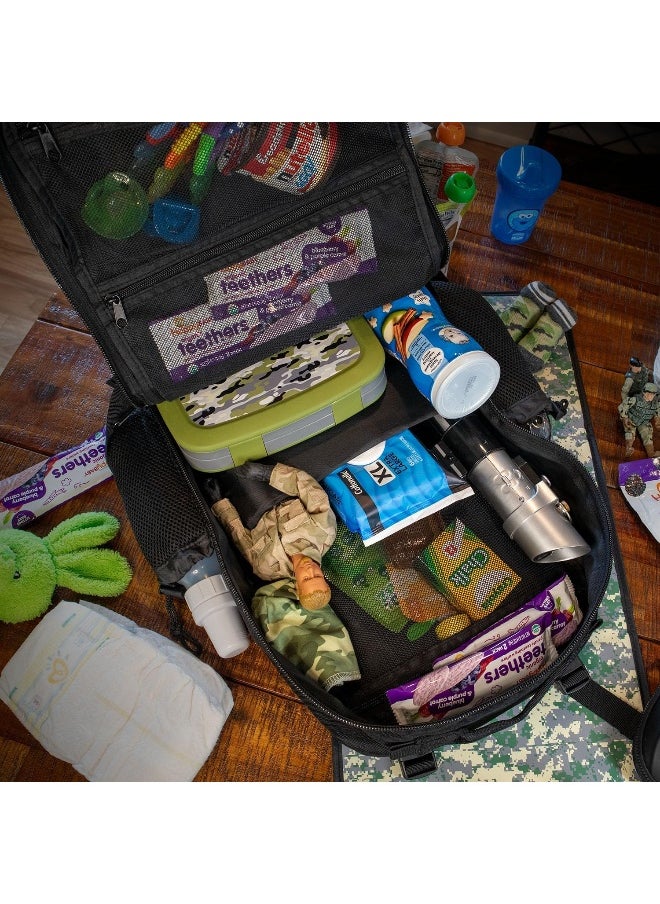 ActiveDoodie Dad Gear - Dad Diaper Bag for Men with Waterproof Changing Pad, Removable Dad Life Patches, Insulated Bottle Holders, Black