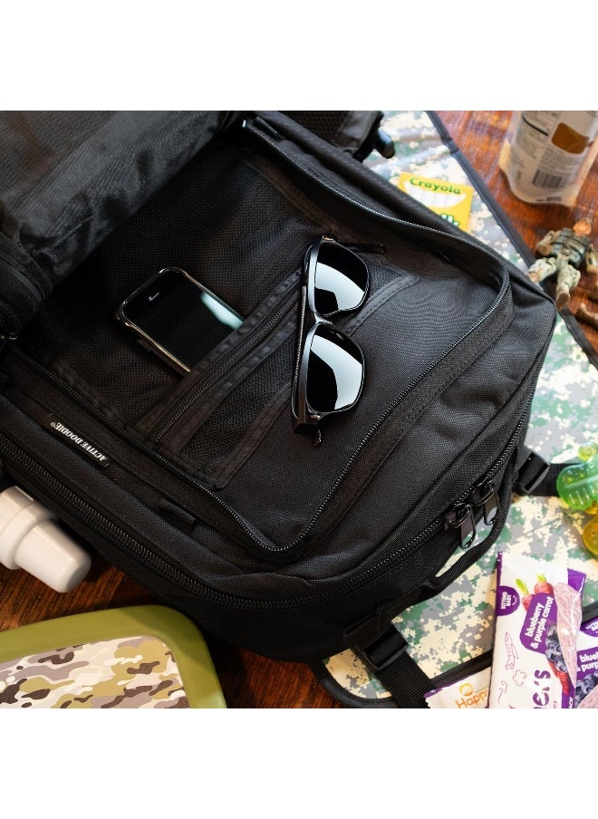 ActiveDoodie Dad Gear - Dad Diaper Bag for Men with Waterproof Changing Pad, Removable Dad Life Patches, Insulated Bottle Holders, Black