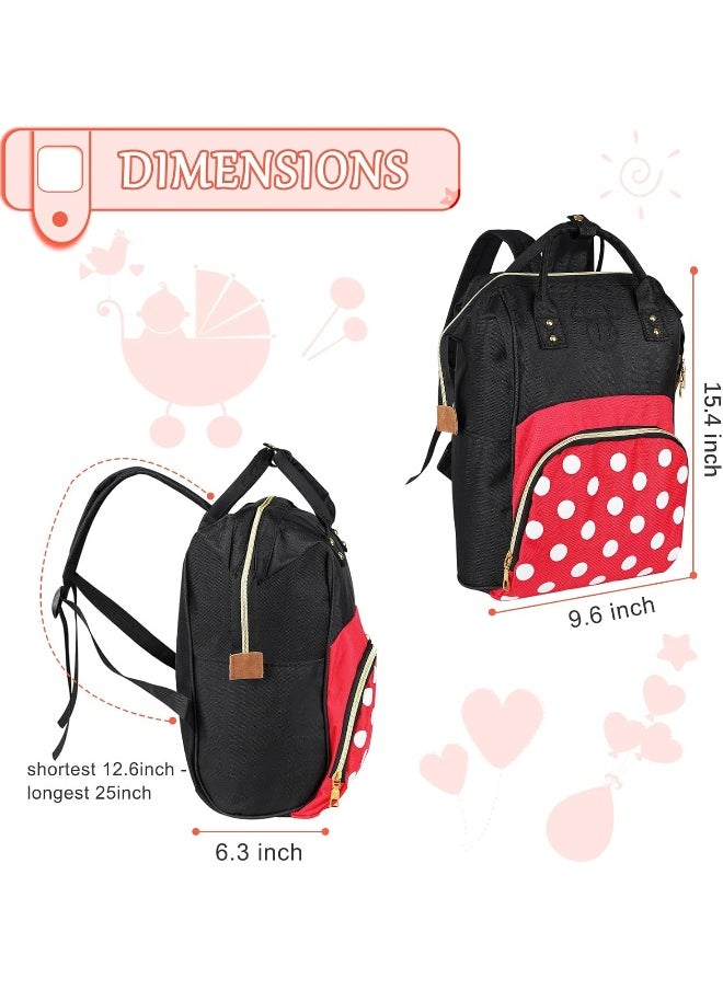 Exttlliy Baby Diaper Bag Backpack, Large Capacity Waterproof Multi-Function Fashion Polka Dots Travel Bag Pack, Nursing Bag