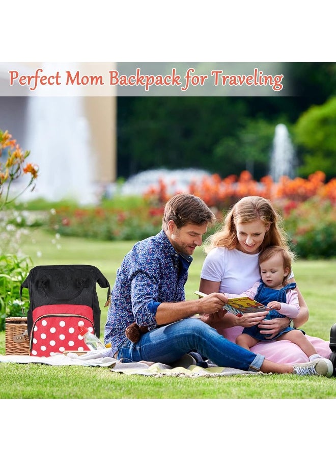 Exttlliy Baby Diaper Bag Backpack, Large Capacity Waterproof Multi-Function Fashion Polka Dots Travel Bag Pack, Nursing Bag
