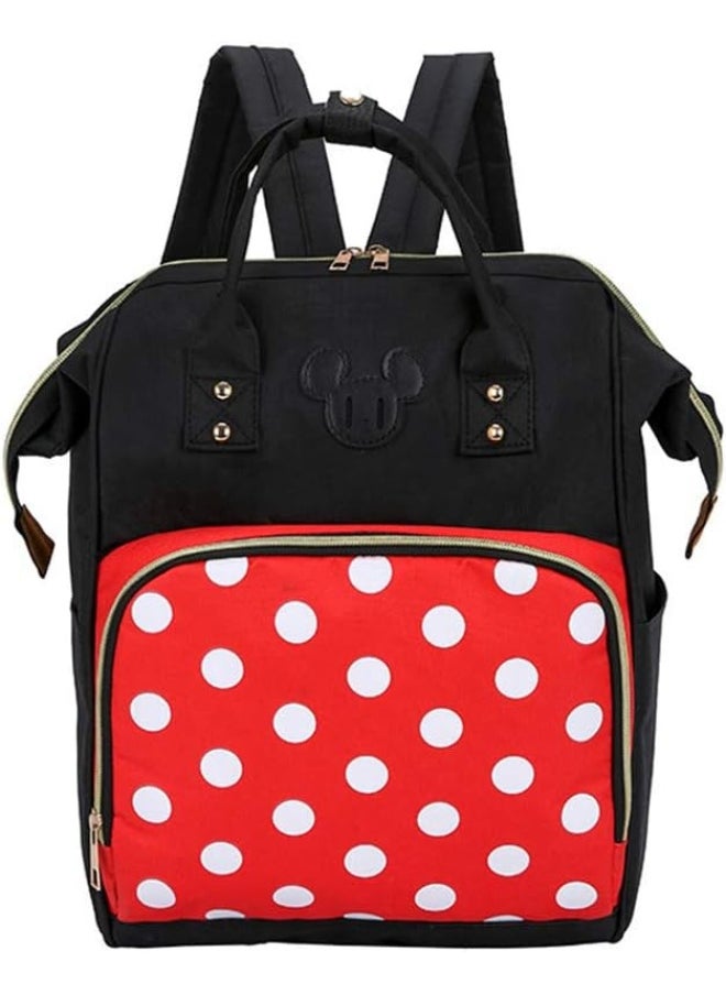 Exttlliy Baby Diaper Bag Backpack, Large Capacity Waterproof Multi-Function Fashion Polka Dots Travel Bag Pack, Nursing Bag