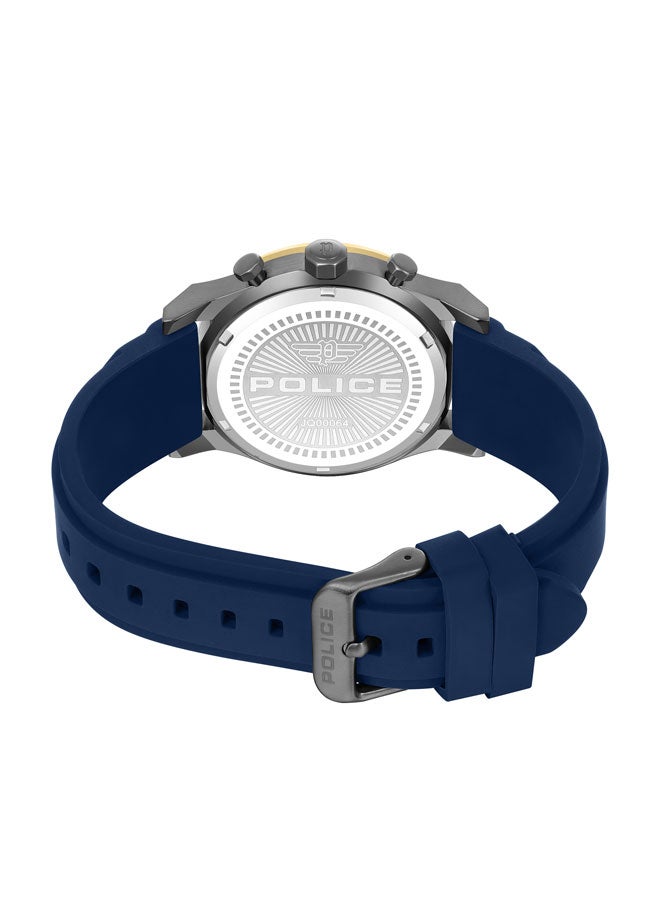 Men's Knotty 42mm Multi-Function Watch, Silicone Strap, Gold-Plated Top Ring & Gun Transparent Dial
