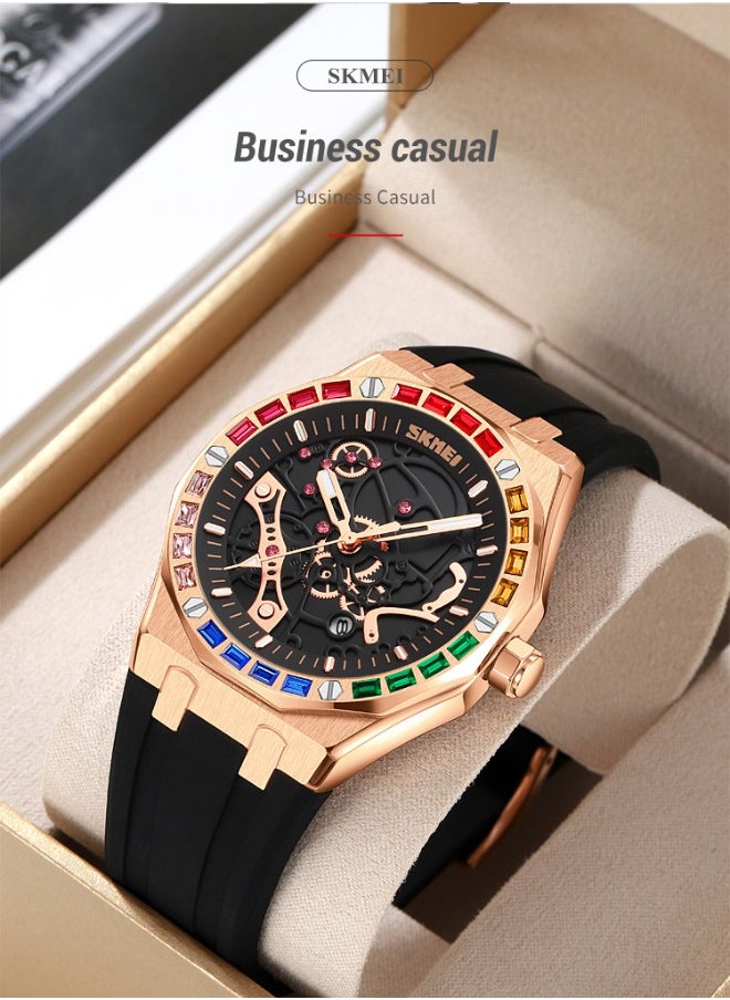 Skmei Men Watch Quartz Sport Wristwatch Luminous Hands 9365  (Gold)