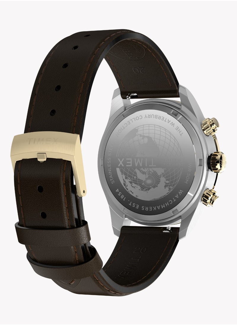 TIMEX Men's Silver/Brown Leather Watch | TW2Y24100