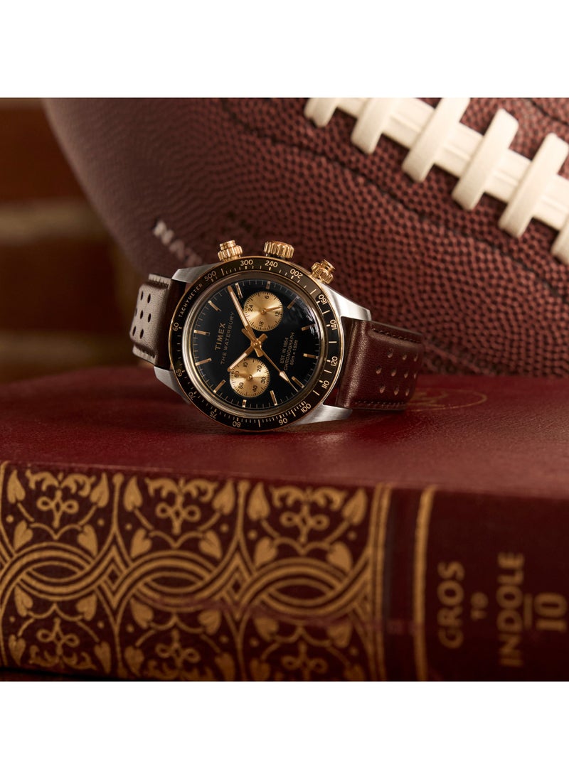 TIMEX Men's Silver/Brown Leather Watch | TW2Y24100