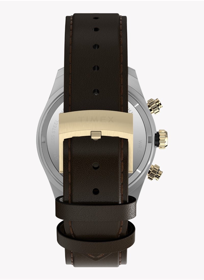TIMEX Men's Silver/Brown Leather Watch | TW2Y24100