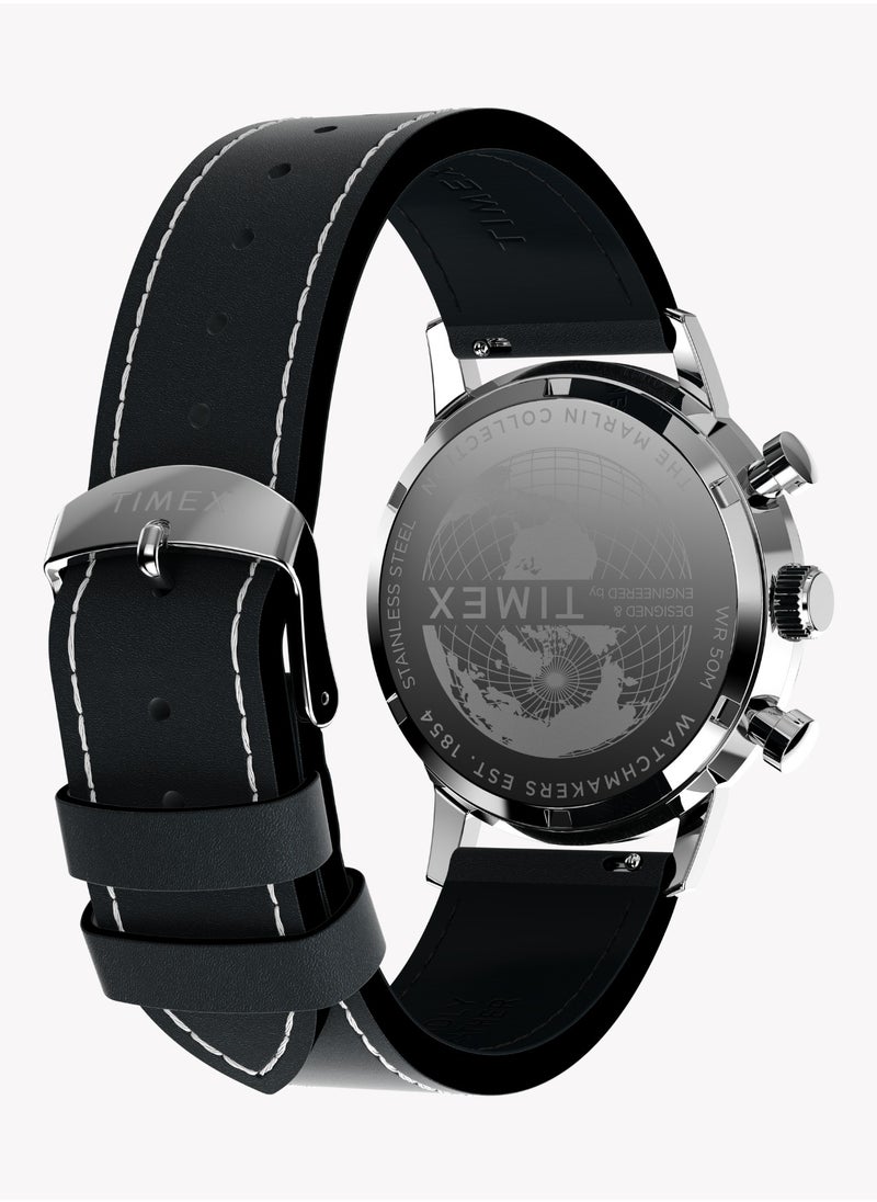 TIMEX Men's Silver/Black, Stainless/Leather | TW2W98900